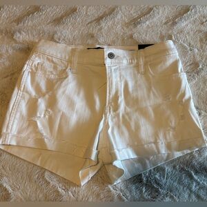 Hollister White Mid-Rise Shorts